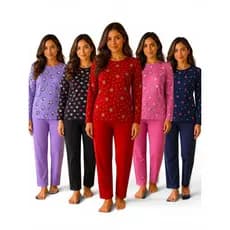 Pijama Feminino Adulto De Inverno Suede Manga Longa Cumprida Malha Confortavel