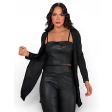 Cardigan Kimono Feminino Basico Liso Canelado Roupao Agasalho Dia Dia