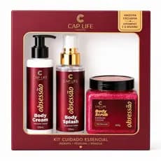 Kit Completo Obsessao Cap Life Body Cream + Body Splash + Esfoliante Corporal