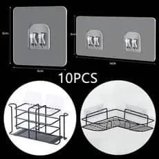 10PCS Ganchos De Pendurar Prateleira Transparentes Parede Rack De Fixação Patch Forte Auto-Adesivo Snap Para Gadgets De Banheiro De Cozinha