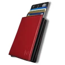 Carteira Feminina Vermelho Porta Cartão Antifurto Slim Rfid Couro PU Fibra Exclusive