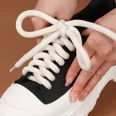 1Pair Versátil Calçado Casual Com Elasticidade Leve White/Black Canvas Cotton Round Thick Hemp Strings