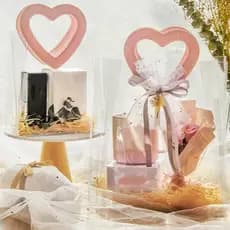 1PC Bolsa De Presente Simples E Versátil Material PVC Transparente Sacos De Aniversário Com Alça Em Forma De Coração
