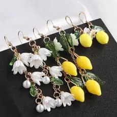 1 Par De Brincos Pendurados Em Forma De Limão , Ganchos De Orelha , Joias Da Moda , Resina , Frutas Fofas , Presentes De