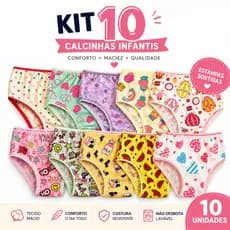10 Calcinhas Infantil Menina Moça Confortáveis Forro de Algodão Dia a Dia Promoção
