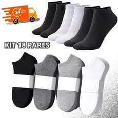 Kit até 18 Pares de Meia Soquete Unissex Masculina/Feminina Com Design Anatômico menor preco