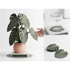 Porta Copos Formato Vaso Planta Monstera descanso copos presente bandeja xicara cafe bar