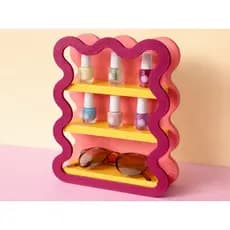 Expositor de objetos Mini Prateleira Ondulada Estilo Wavy Maximalista Colorida 24cm Altura Organizador