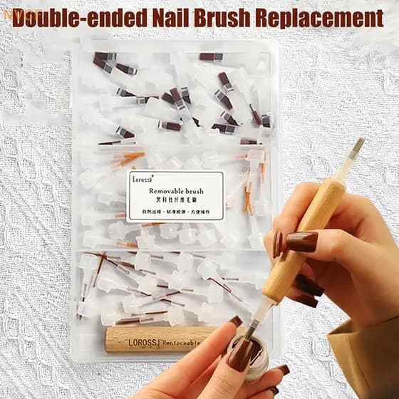 Northvotescastfine 40/60 Pcs Pincel De Esmalte Com Caneta De Cabeça Dupla Pode Substituição Escova De Unhas Aplicadores