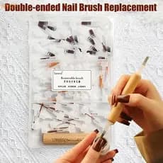 Northvotescastfine 40/60 Pcs Pincel De Esmalte Com Caneta De Cabeça Dupla Pode Substituição Escova De Unhas Aplicadores