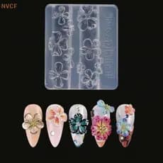 Northvotescastfine 2 Pçs Flores De Alívio Molde De Escultura De Unhas 3D Silicone Transparente Pétalas Fazendo Para Aces