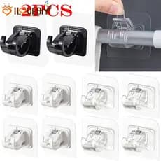 4PCS Suporte De Haste De Cortina/Grampo Auto-Adesivo Sem Furadeira/Gancho Ajustável Livre /