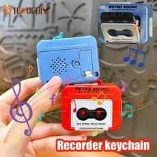 Chaveiro Gravador De Fita Retrô-Comemorativo De Mini Player-Operado Por Bateria-Cassete Clássico-Casal Comemora Presente