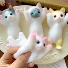 [Destaque] Brinquedo De Pitada De Gato De Mão Elevada-Decoração De Quarto De Desenho Animado-Enfeites De Mesa Simulados-