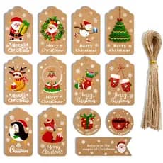 50Pcs/Conjunto Feliz Natal Etiquetas De Papel Kraft De Embrulho Feito À Mão Papai Noel Pendurado Ornamentos Decoração De Ano Novo