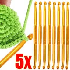 2.5-6mm Liga De Alumínio Dupla Extremidade Crochê Gancho Agulha DIY Agulhas De Costura 5 Peças Conjunto Artesanato Criat