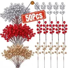 10/30/50 Pçs Simulação De Natal Baga 7 Cabeça Flor Artificial Frutas Cereja Plantas Casa Árvore Decorações De Festa De A