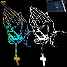 Deus Jesus Cristo Rosário Estilo Automático Decalque Decorativo Personalizado Carro Gesto De Oração Adesivo Laser