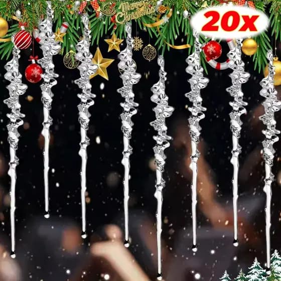 [Feliz Natal] Enfeites De Gelo Em Acrílico Transparente Para Árvore De , Pingentes Pendurados Cristal , Suprimentos De D