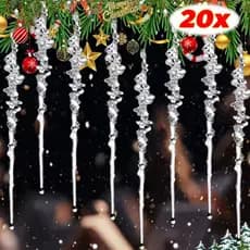 [Feliz Natal] Enfeites De Gelo Em Acrílico Transparente Para Árvore De , Pingentes Pendurados Cristal , Suprimentos De D