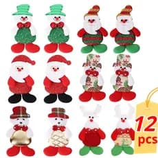 12pçs Rena Santa Veado Urso Boneco De Neve Pano De Natal Decoração De Boneca Pingente Suprimentos De Festa Em Casa