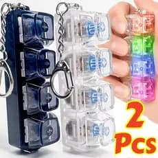 Transparente LED Luz Teclado Escritório Brinquedos De Descompressão 4 Teclas Clicker Fidget Saco Escolar Pingente Chavei