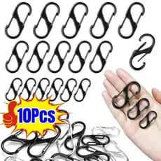 5/10 Pçs Em Forma De S Metal Ganchos Duplos Mosquetão Chaveiro Protable Primavera Clipes Fivelas Para Acampamento Ao Ar