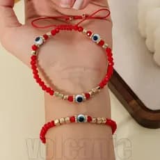 1/2/4 Unidades Pulseira De Corda Vermelha Com Pingente De Olho Do Diabo-Pulseiras De Vidro Da Moda Presentes Para Casal-