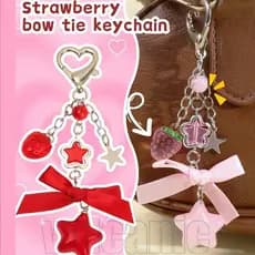 1/2/3 Unidades Chaveiro Com Laço De Morango Y2K-Corrente De Telefone Estrela Fofa-Chaveiros Miçangas Doces-Decoração De