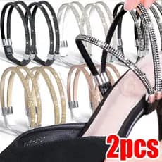 Correia Antiderrapante Para Calcanhar Cinto Preguiçoso 2Pcs Auto-Adesivo Ajustável Tornozelo Feminino Elástico De Fixação Com Fivela De Salto Alto Rhinestone Decorações