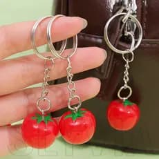 Simulação Chaveiro De Tomate-Engraçado , Criativo , Fofo-Para Sacos , Pingente Decoração De Carros-Anel Frutas-Presentes Adoráveis Amigos , Crianças