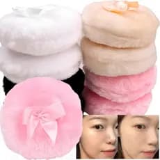 3 Unidades De Sopro De Pó De Pelúcia Redondo Com Arco-Ferramentas De Maquiagem De Beleza-Para Creme BB , Base , Solto-Úm