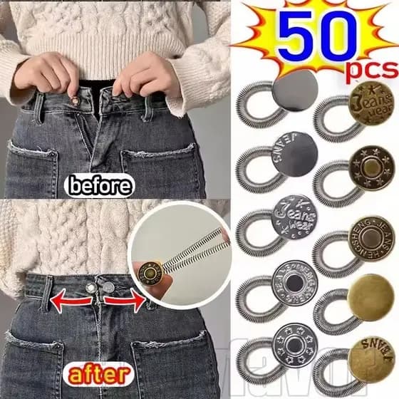 50-10 Unidades Extensor De Botão De Metal Com Mola Mágica Para Calças-Extensores De Cintura Ajustáveis De Costura Grátis