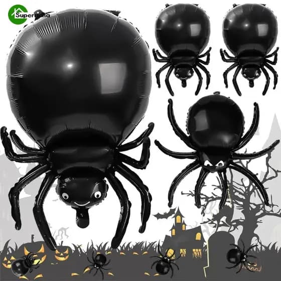 Decoração De Halloween Balão De Filme De Alumínio Aranha/Festival Temático De Festa Brinquedos Infantis/De Grande Preto Ornamentos/Bomba