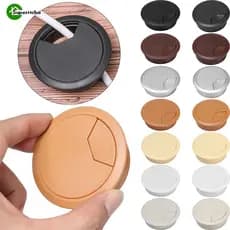 [Quente] 50/60mm Branco Cinza Preto Caixa De Passagem De Cabos De Mesa/Linha De Escritório Home Tidy Management/Plástico Tampa Do Furo Cabo Computador/Porta De Saída De