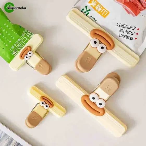 Clip De Vedação De Sacos De Alimentos-Desenho Animado , Bonito , Tamanho Grande , Grampo À Prova De Umidade-Clipes De Armazenamento De Recibos Multiuso-Ferramentas Chá Em Pó Para Lanches-Suprimentos De Cozinha De Escritório