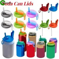 Tampas De Canudos De Silicone Para Lata De Refrigerante De 4-1 Unidade-Capa Protetora Reutilizável À Prova De Vazamentos