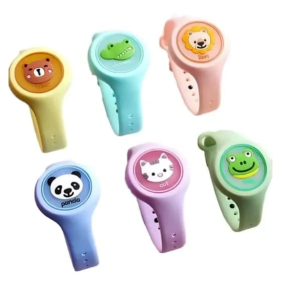 Pulseira Repelente Infantil Anti Mosquitos Pernilongo Estampa De Animais Desenho Animado Luminoso