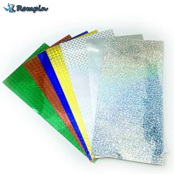 7 Pcs 10x20 cm Adesivo Holográfico Filme Flash Fita Tomada De Isca Fly Subordinação Material Metal Duro Iscas Mudança De Cor Da Etiqueta