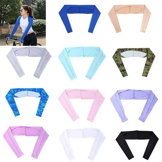 1Pair Cooling Shawl Mangas De Braço Com Buraco De Dedo Mulher Proteção Solar Golf Shrug