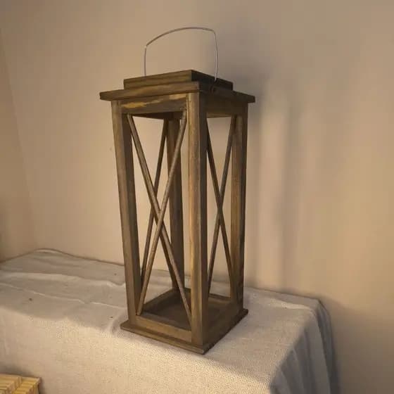 Luminária Marroquina Rústica em Madeira 42 cm | Decoração Artesanal Estilo Oriental