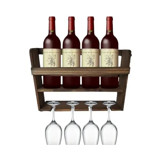 Adega de Parede | Bar rústico de madeira | Suporte de Vinhos