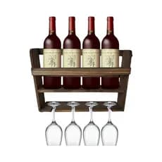 Adega de Parede | Bar rústico de madeira | Suporte de Vinhos
