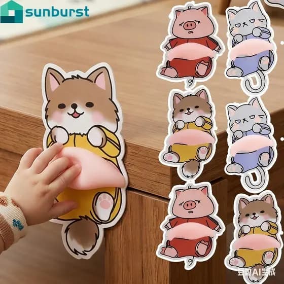 [Casa] 10-2 Unidades De Adesivos De Barriga 3D-Decalque De Animal De Apertar-Almofada Anticolisão De Canto De Mesa-Adesi