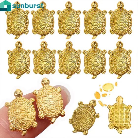 100-20 Unidades Tartaruga De Dinheiro Dourado-Estatuetas Em Miniatura De Liga-Ornamento De Da Sorte-Guardando Fortuna Ri