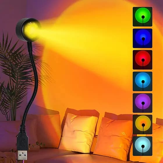 Atmosfera Romântica Decoração Luz USB Carregando Luzes Noturnas Suaves 360 ° Lâmpada De Projeção De Pôr-Do-Sol Rotativo Portátil Para Quarto Café Festa Acampamento