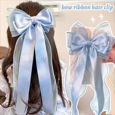 [Destaque] Grampo De Cabelo Com Laço De Malha Grande – Presilhas Femininas Chapéus Da Moda Fita De Doce Presilha De Rabo