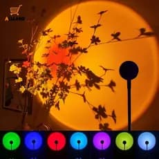 Lâmpada De Por Do Sol 7 Cores/Projetora Arco-Íris Alimentada USB/Quarto Atmosfera Luz Noturna/14 Modos Fotografia De Fundo Luzes
