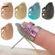 5Pcs Protetores De Dedos De Liga De Zinco Retro-Costura Antigos Ajustáveis-Bordados DIY Metal Finger Shields