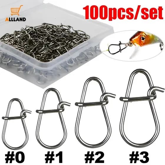100 PCS Snap De Pesca Em Aço Inoxidável-Pino De Pressão De Anzol Fastlock Clip Acessórios Para A Ferramenta Com Giratório